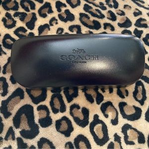 Coach Black leather Eye Glasses Case with Cleaning Cloth
